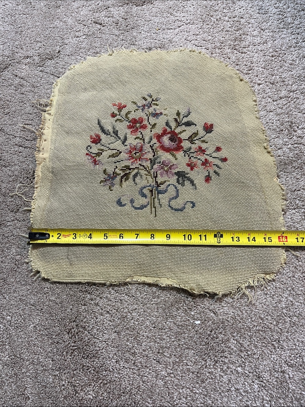 Wool Hand Made Embroidered Floral Needlepoint
